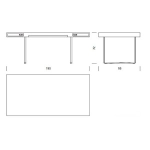 Dimensiones mesa de oficina CH110 de Carl Hansen. Disponible en Moisés showroom
