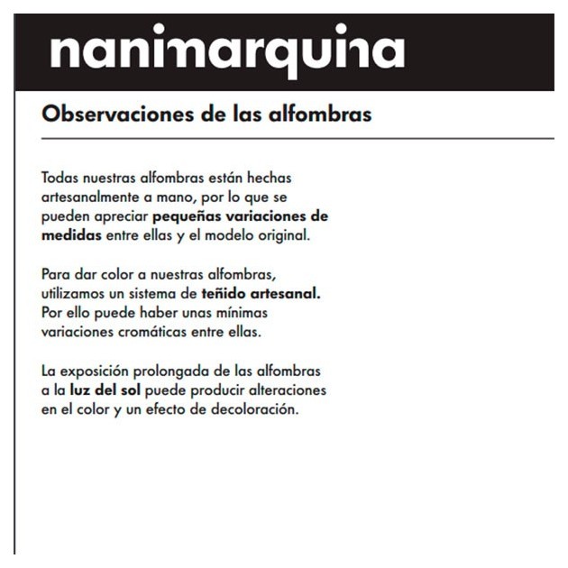 garantía Alfombra Medina  Nanimarquina