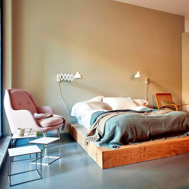 Dormitorio con lámparas Kaiser extensible de Fritz Hansen