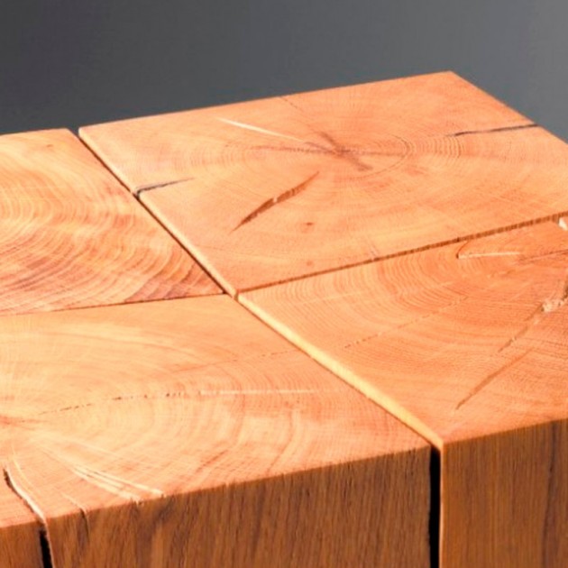 Detalle madera roble Taburete ST04 Backenzahn de E15. Disponible en Moisés Showroom