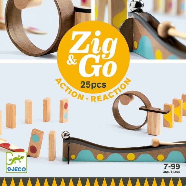 caja circuito action reaction Zig&go Djeco 25 piezas