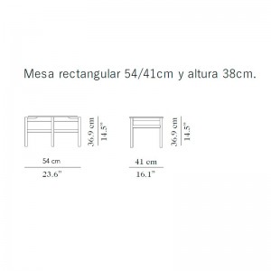 medidas mesa auxiliar rectangular BUD Perobell