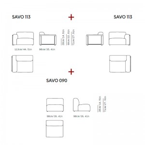 medidas composición modular Saboye 2xSavo113 + 1xSavo090