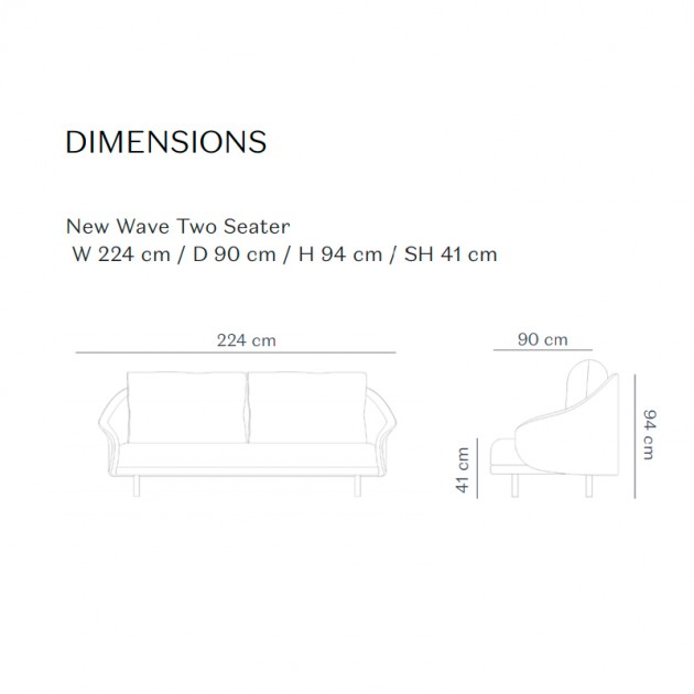 Norr11, medidas sofá New Wave 2 Seater en Moises Showroom