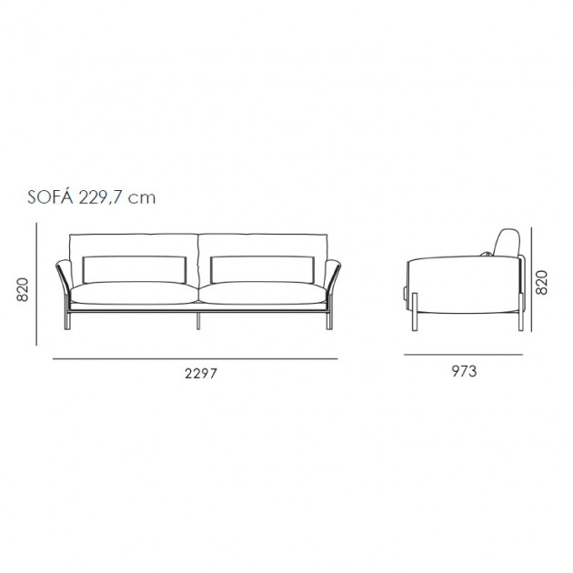Medidas sofá Helmut 229,7 cm de Trebol Mobiliario