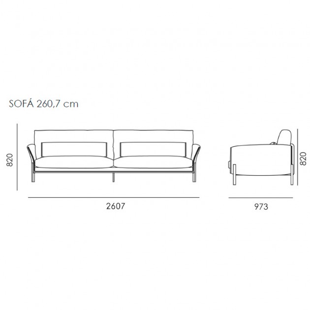 Medidas sofá Helmut 260,7 cm de Trebol Mobiliario