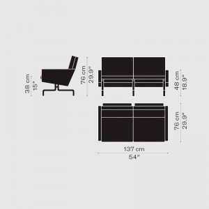 Medidas sofá PK31™ 2 plazas de Fritz Hansen